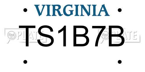 TS1B7B Virginia License Plate