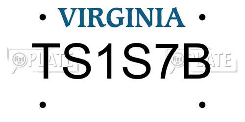 TS1S7B Virginia License Plate