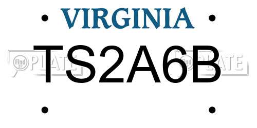 TS2A6B Virginia License Plate