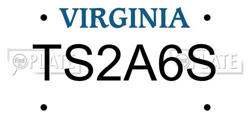 TS2A6S Virginia License Plate