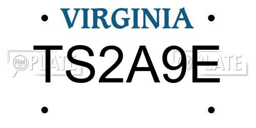 TS2A9E Virginia License Plate