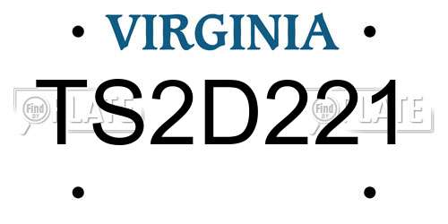 TS2D221 Virginia License Plate
