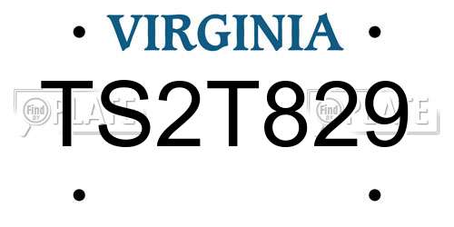 TS2T829 Virginia License Plate