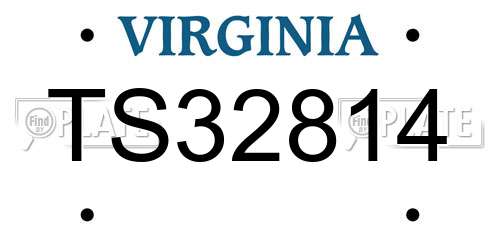 TS32814 Virginia License Plate