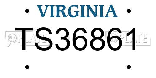 TS36861 Virginia License Plate