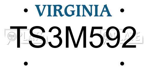 TS3M592 Virginia License Plate