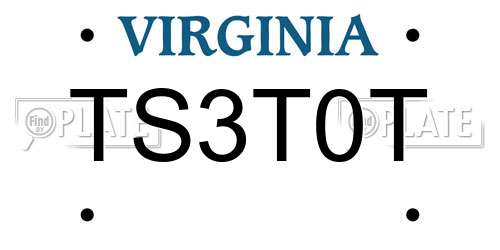 TS3T0T Virginia License Plate
