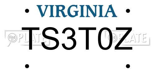 TS3T0Z Virginia License Plate
