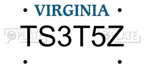 TS3T5Z Virginia License Plate