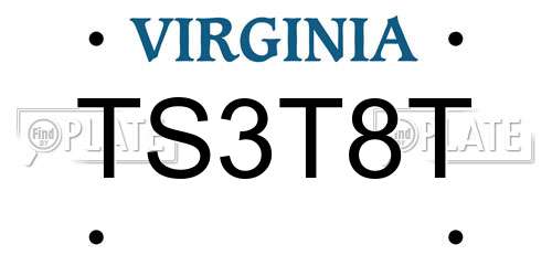 TS3T8T Virginia License Plate