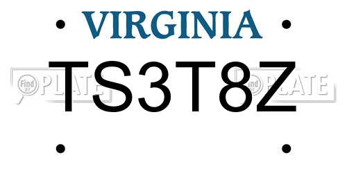 TS3T8Z Virginia License Plate