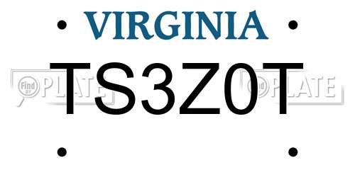 TS3Z0T Virginia License Plate