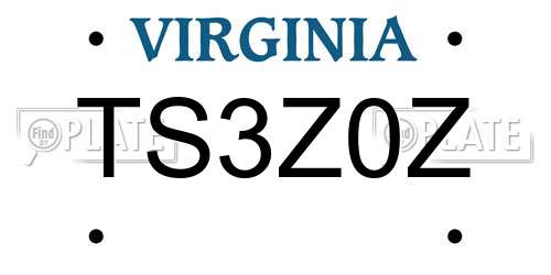 TS3Z0Z Virginia License Plate