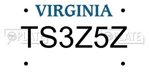 TS3Z5Z Virginia License Plate