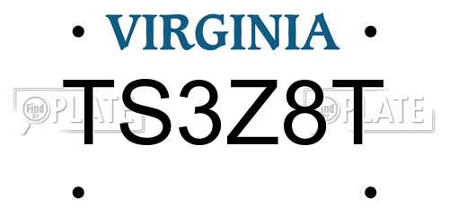 TS3Z8T Virginia License Plate