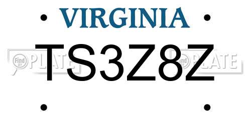 TS3Z8Z Virginia License Plate