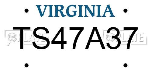 TS47A37 Virginia License Plate
