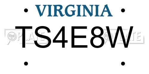 TS4E8W Virginia License Plate
