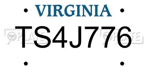 TS4J776 Virginia License Plate