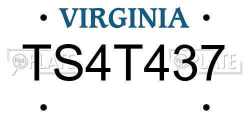 TS4T437 Virginia License Plate
