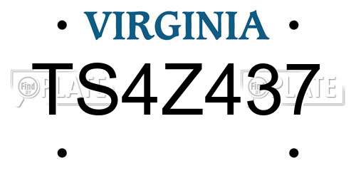 TS4Z437 Virginia License Plate