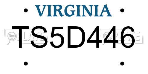 TS5D446 Virginia License Plate