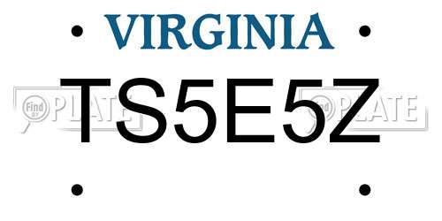 TS5E5Z Virginia License Plate