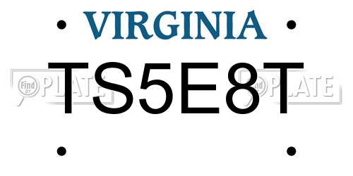 TS5E8T Virginia License Plate