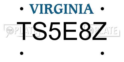 TS5E8Z Virginia License Plate