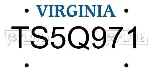 TS5Q971 Virginia License Plate