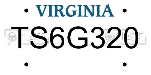 TS6G320 Virginia License Plate