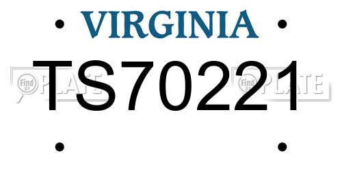 TS70221 Virginia License Plate