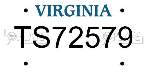 TS72579 Virginia License Plate