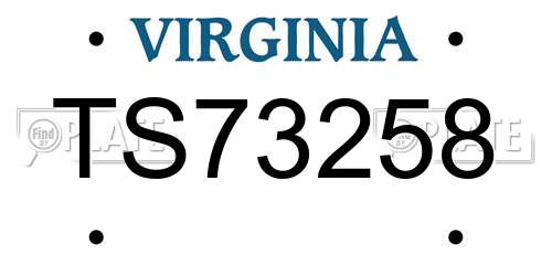 TS73258 Virginia License Plate