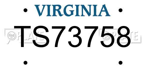 TS73758 Virginia License Plate