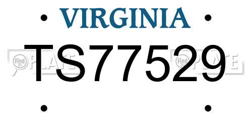 TS77529 Virginia License Plate