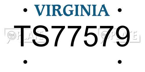 TS77579 Virginia License Plate