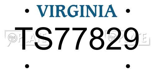 TS77829 Virginia License Plate