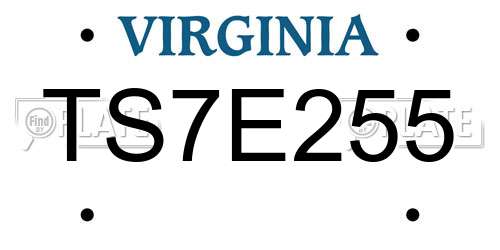 TS7E255 Virginia License Plate
