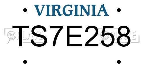 TS7E258 Virginia License Plate