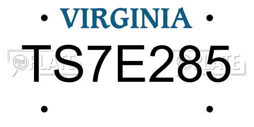 TS7E285 Virginia License Plate
