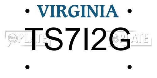 TS7I2G Virginia License Plate