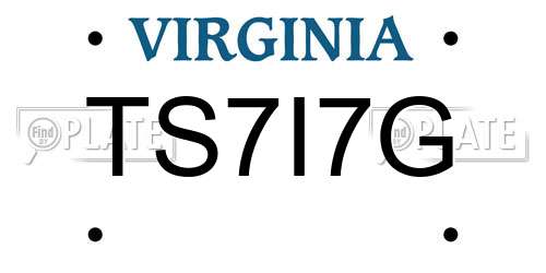 TS7I7G Virginia License Plate