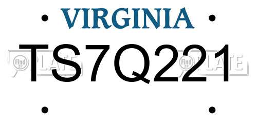 TS7Q221 Virginia License Plate