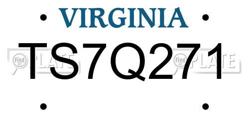 TS7Q271 Virginia License Plate