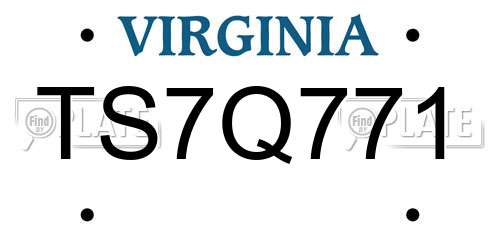 TS7Q771 Virginia License Plate