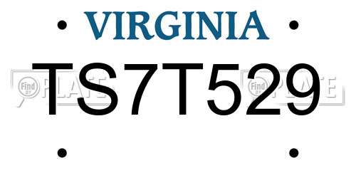 TS7T529 Virginia License Plate