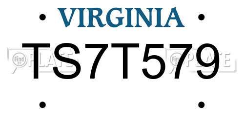 TS7T579 Virginia License Plate