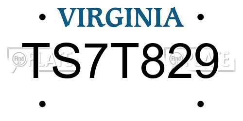 TS7T829 Virginia License Plate
