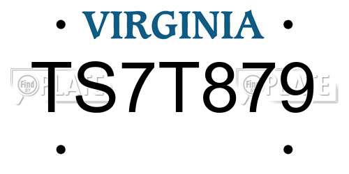 TS7T879 Virginia License Plate